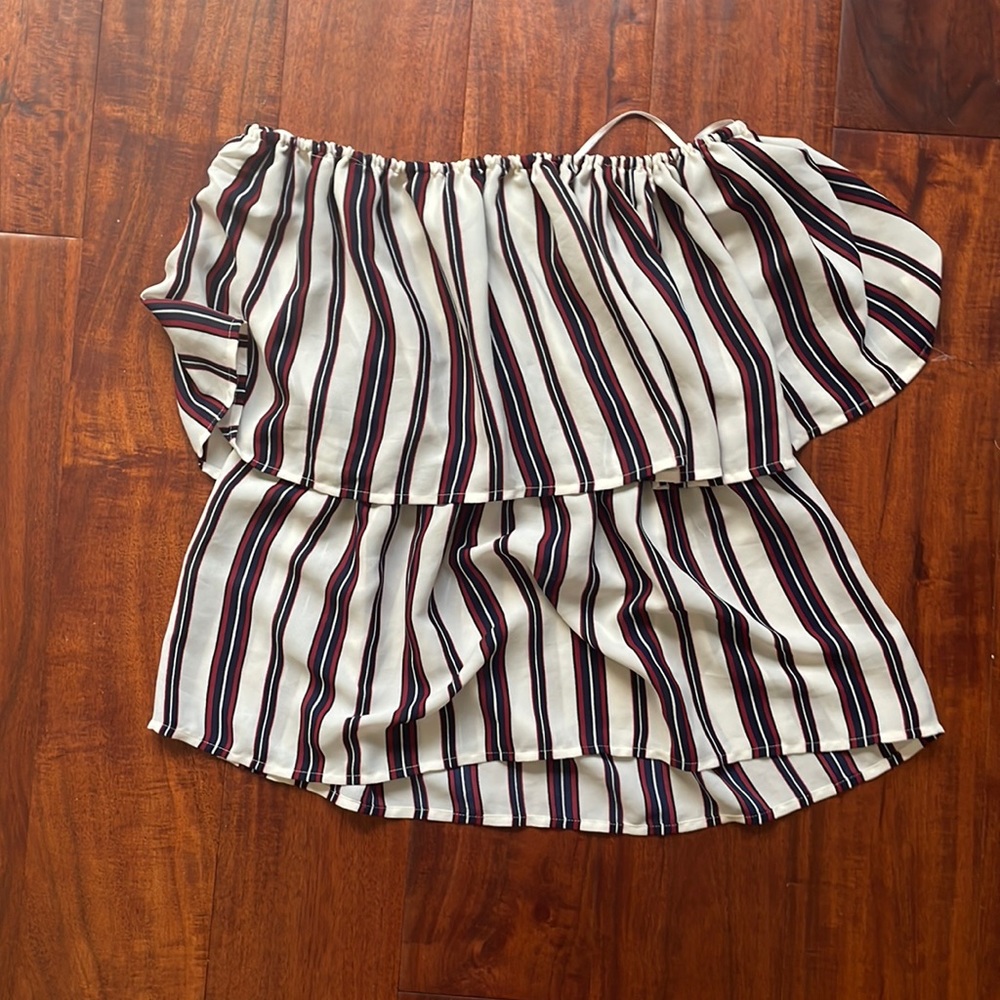 Design lab striped off shoulder top